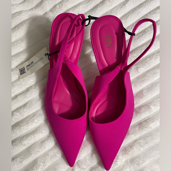 Zara Hot Pink Fabric Slingbacks - Picture 6 of 6